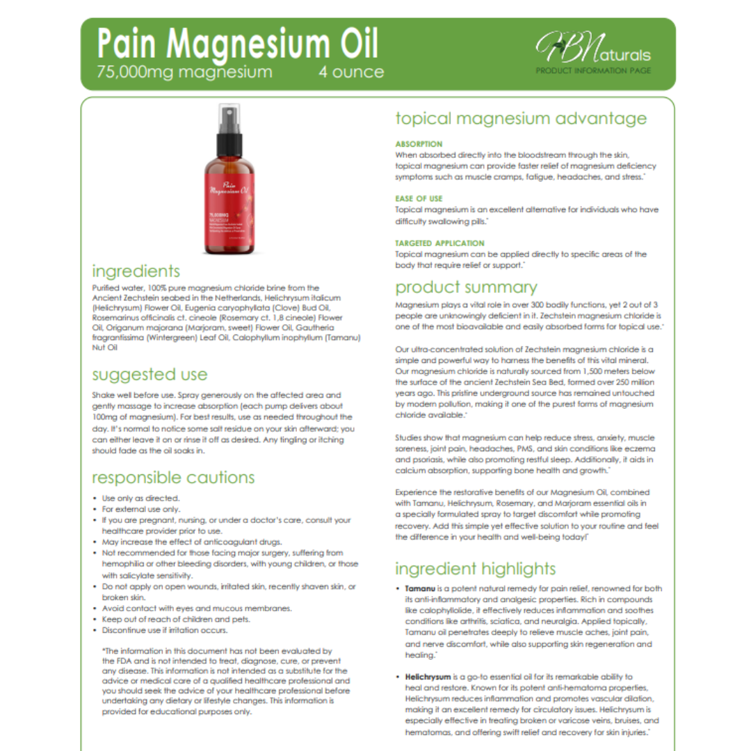 BOGO Topical Magnesium Oils - Magnesium, Pain, Sleep, and Wild Yam | 75,000 mg | 4 oz Bottles