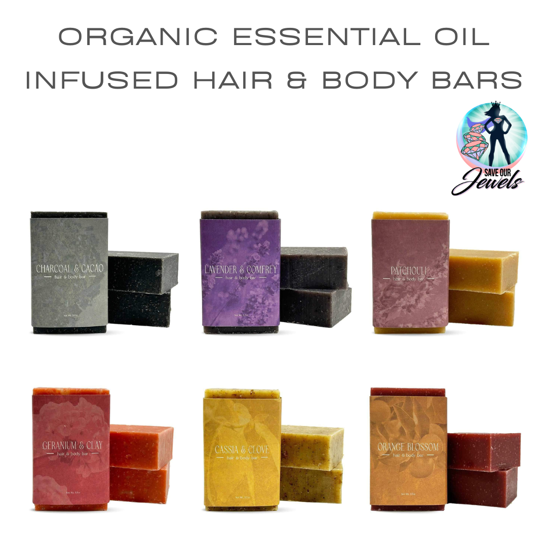 Luxury Organic Hair & Body Bars - 6 Types. Lasts a full month!