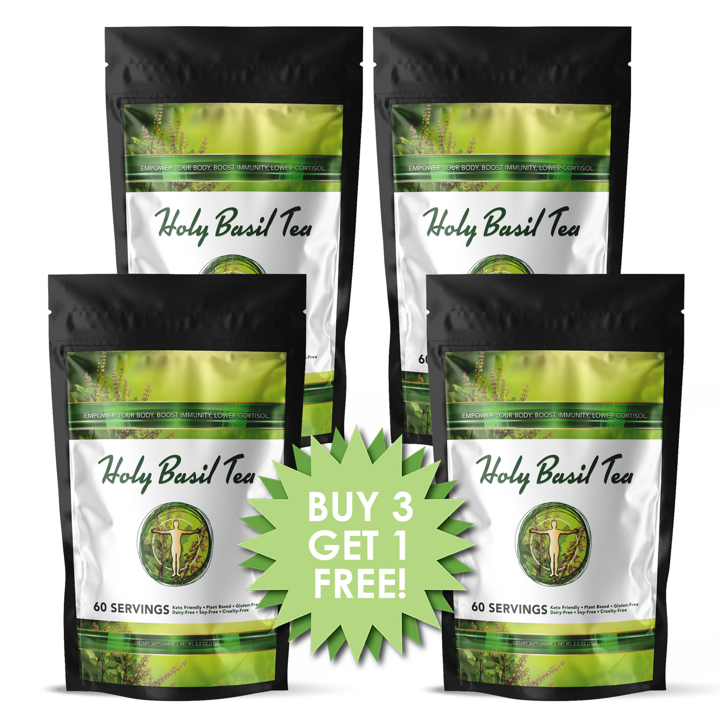 Holy Basil Tea - 60 Servings. Buy 3, Get 1 Free