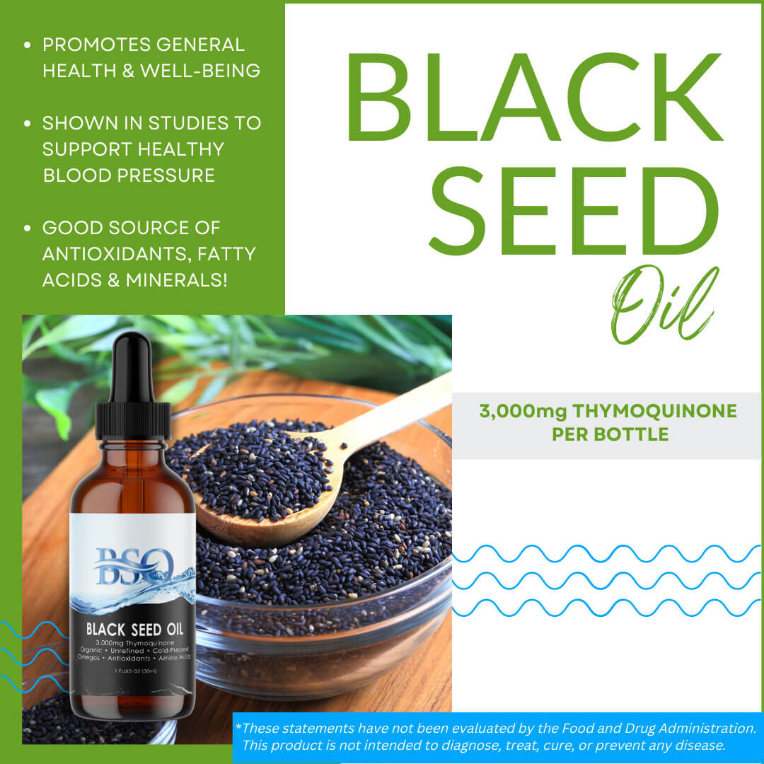 3,000 mg Thymoquinone Organic Cold Pressed Black Seed Oil - Pure & POTENT (BOGO FREE)