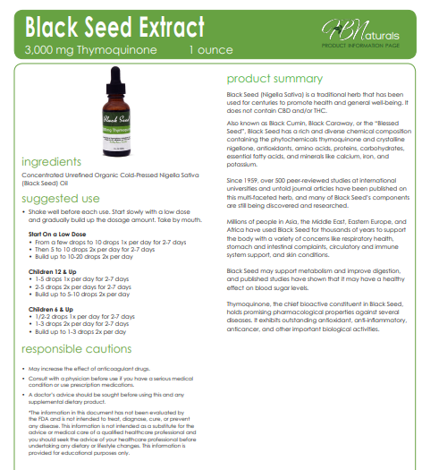 3,000 mg Thymoquinone Organic Cold Pressed Black Seed Oil - Pure & POTENT