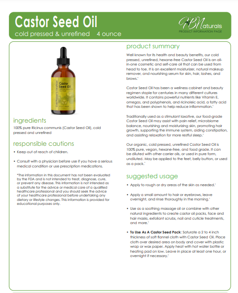 Organic Cold Pressed Castor Seed Oil & Black Seed Oil Combo