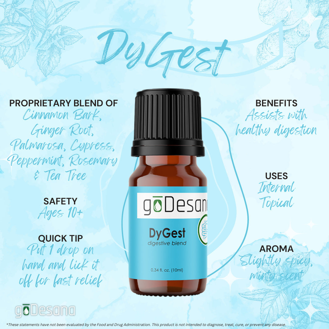DyGest Adult Essential Oil Blend - For Indigestion, Nausea, Stomach Cramps, Food Poisoning