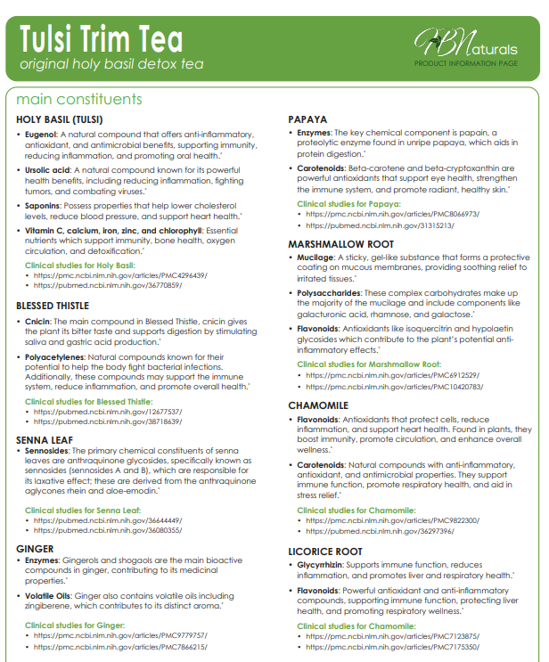 Tulsi Trim Original Holy Basil Detox Tea - 2 Sizes