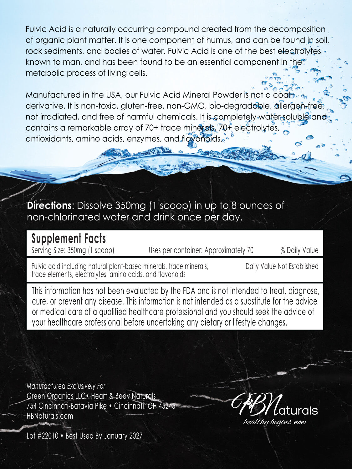 Fulvic Acid Mineral Powder - Chelates Heavy Metals and Body Toxins (Lasts 3-4 Months)