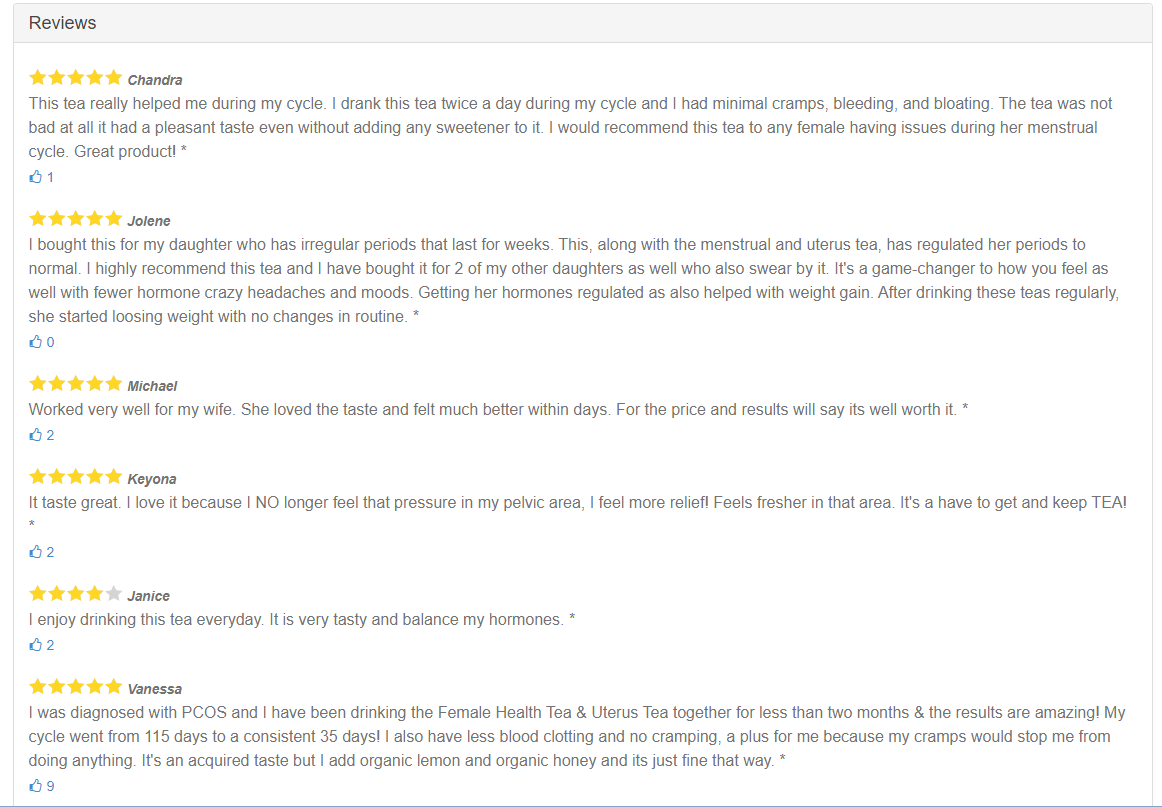 Female Health Tea - Great for Menstrual Cramps, and Irregular Periods