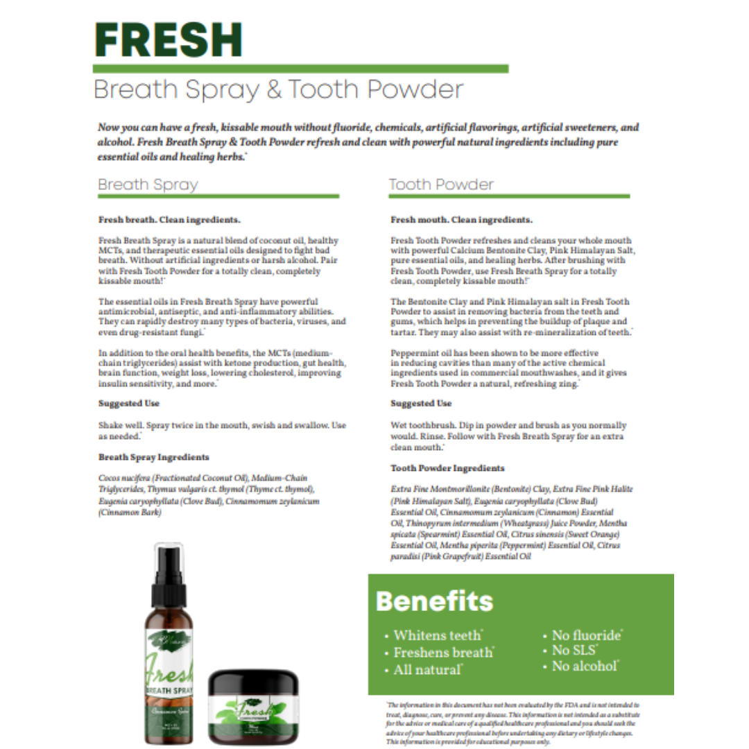 Fresh Calcium Bentonite Clay and Herbal Healing Tooth Powder - Fluoride Free