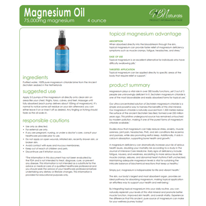 Topical Magnesium Oils - Magnesium, Pain, Sleep, and Wild Yam | 75,000 mg | 4 oz Bottles