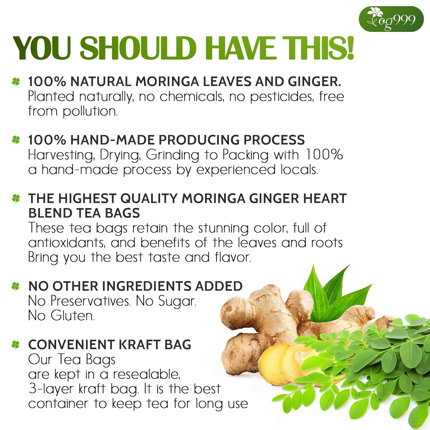 Premium Moringa Ginger Herbal Tea
