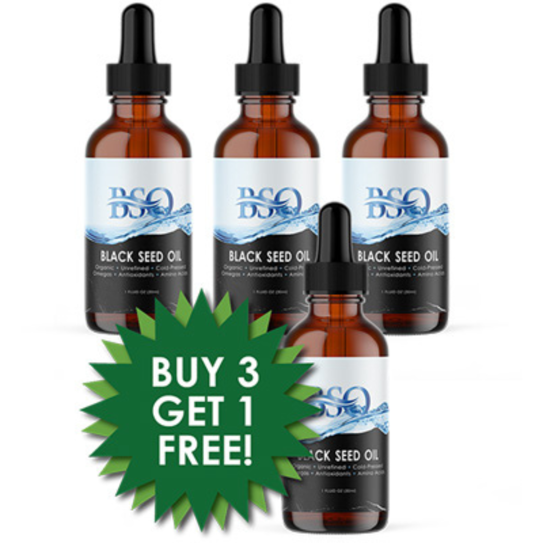BOGO 3,000 mg Thymoquinone Organic Cold Pressed Black Seed Oil - Pure & POTENT (FREE GIFTS INCLUDED!!)