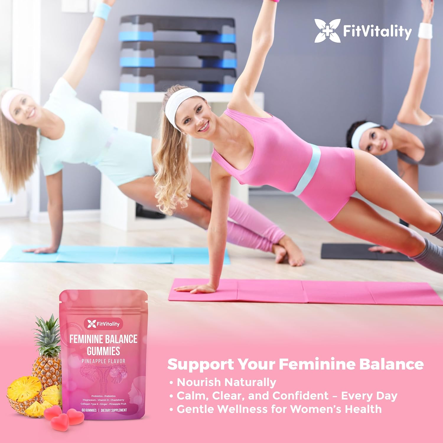 Premium Vaginal Probiotics & Digestive Health Gummies – Probiotics, Collagen Type II, Chasteberry, Vitamin D & Magnesium