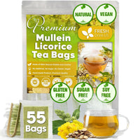 Premium Mullein Licorice Tea Bags. 100% Natural, Blend of Mullein Leaves, and Licorice Root