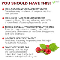 Raspberry Loose Leaf Tea Bags, 100% Natural & Pure from Raspberry Leaves