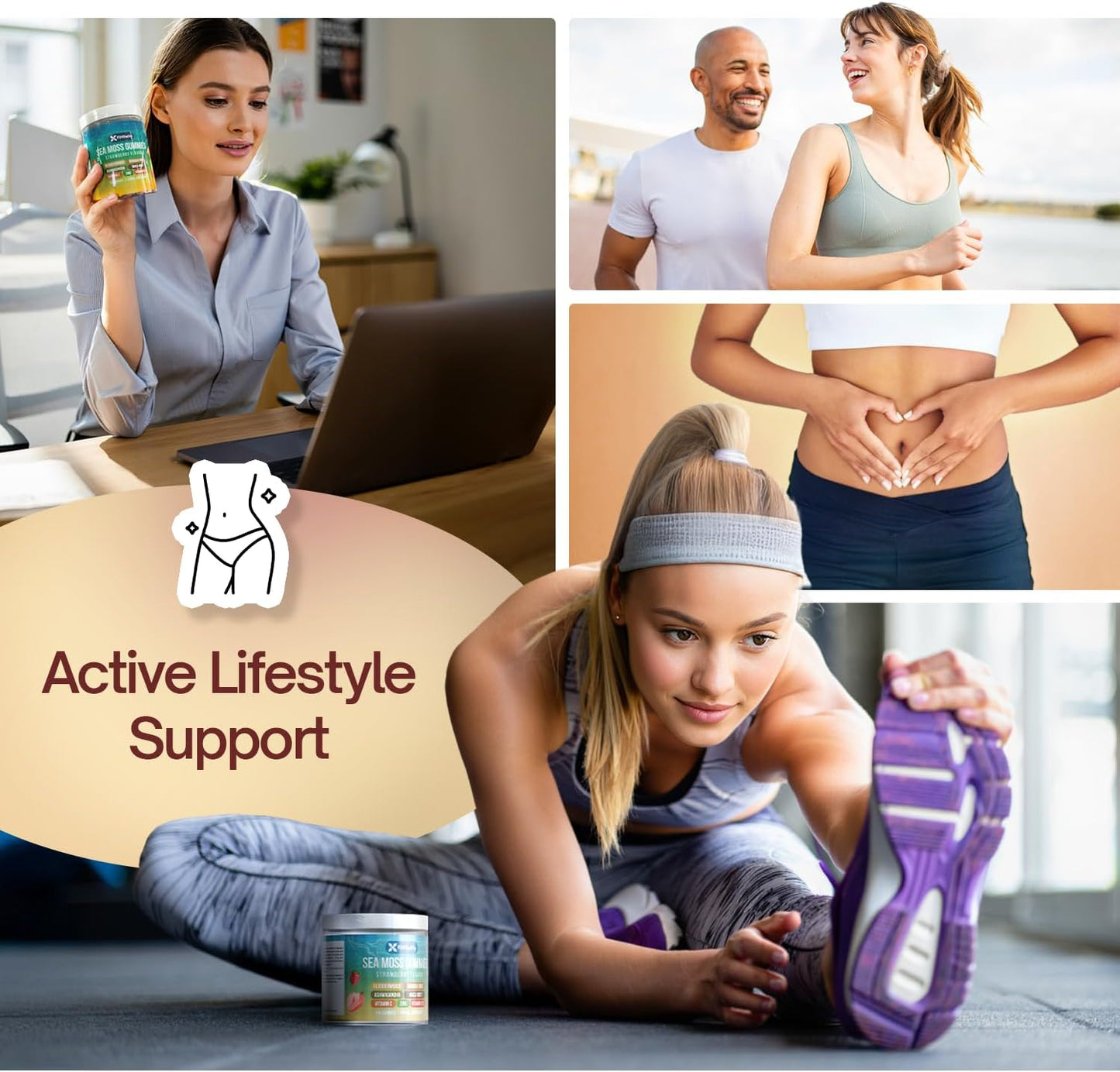 Sea Moss Gummies, Strawberry Flavor Vegan Gummies