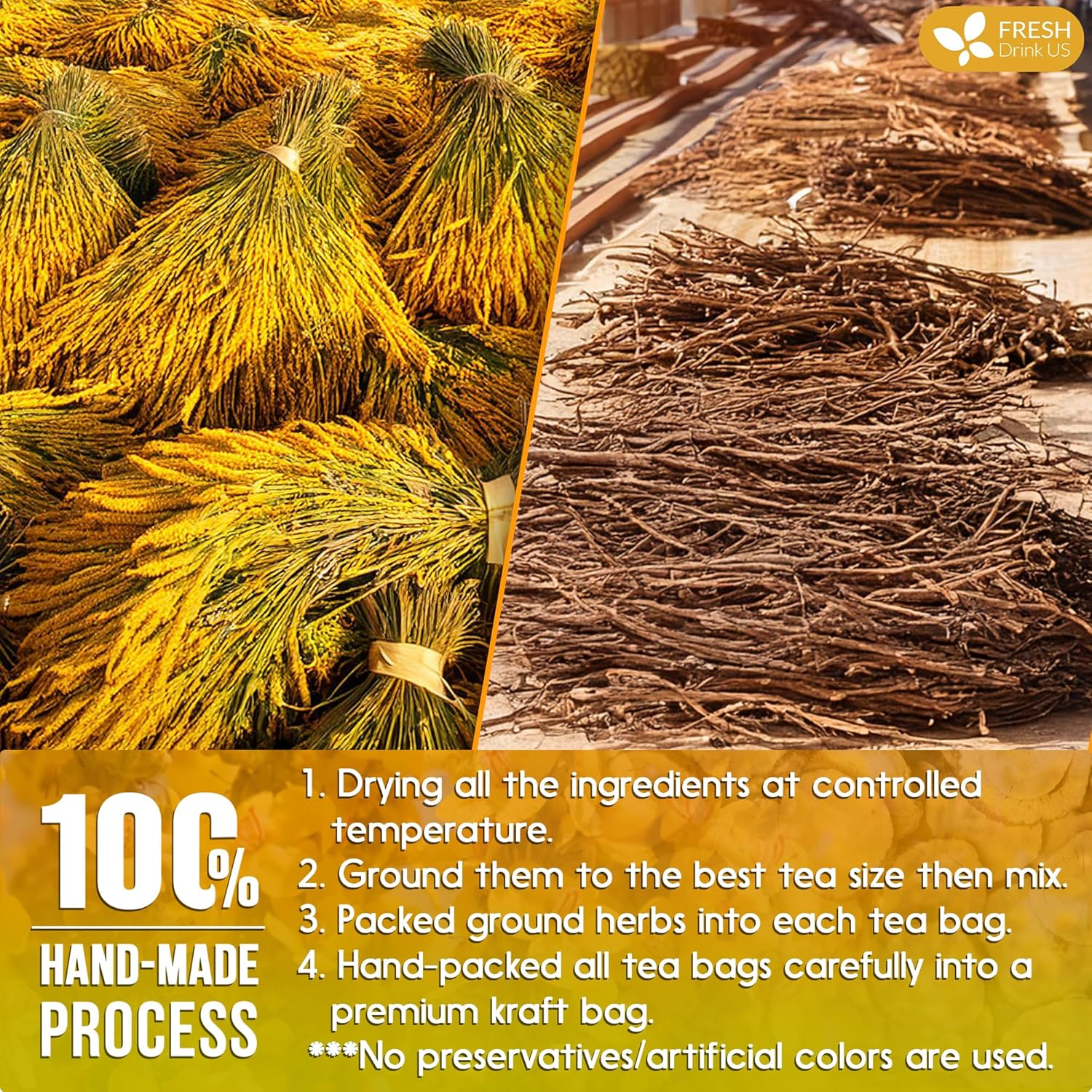 Premium Mullein Licorice Tea Bags. 100% Natural, Blend of Mullein Leaves, and Licorice Root