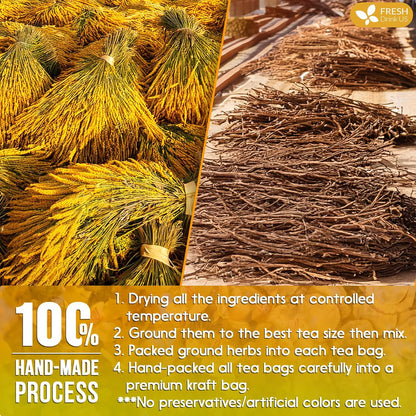 Premium Mullein Licorice Tea Bags. 100% Natural, Blend of Mullein Leaves, and Licorice Root