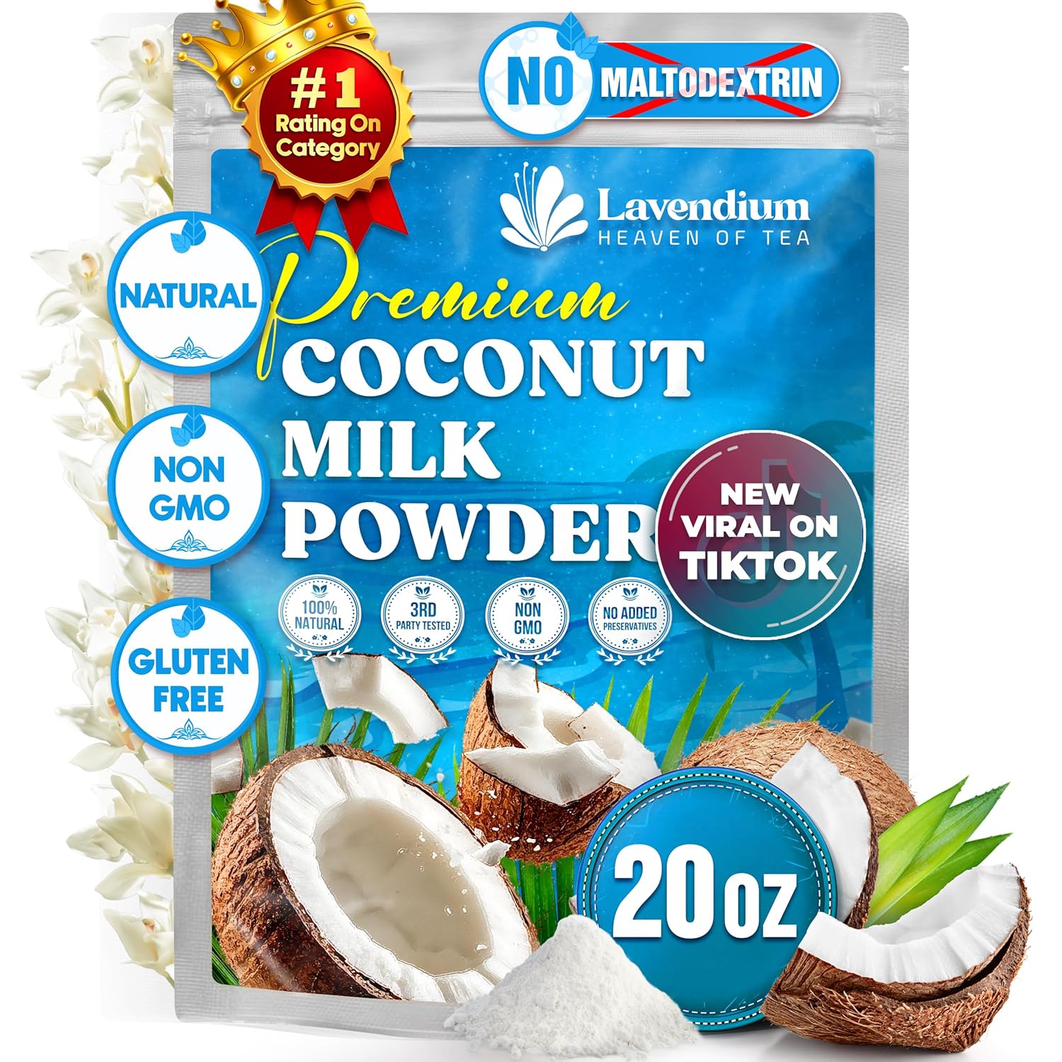 20 oz Coconut Milk Powder, 100% Natural, Unsweetened, Perfect for Cake, Coffee, Tea, Creamer Alternative, No Additives, No Gluten, Vegetarian