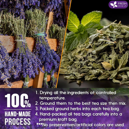 Premium Lavender Mint Tea Bags. 100% Natural, Blend of Lavender, Peppermint, Sage and Licorice