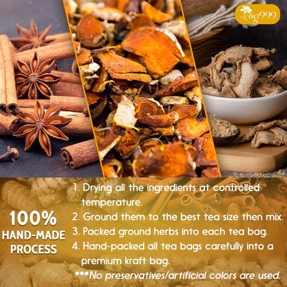 Anti-Inflammatory Superfood Duo, Turmeric Ginger Cinnamon & Moringa Leaf Herbal Tea Bags, 100% Natural & Pure Roots and Leaves