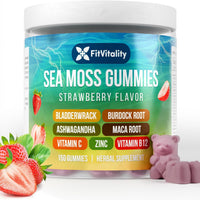Sea Moss Gummies, Strawberry Flavor Vegan Gummies