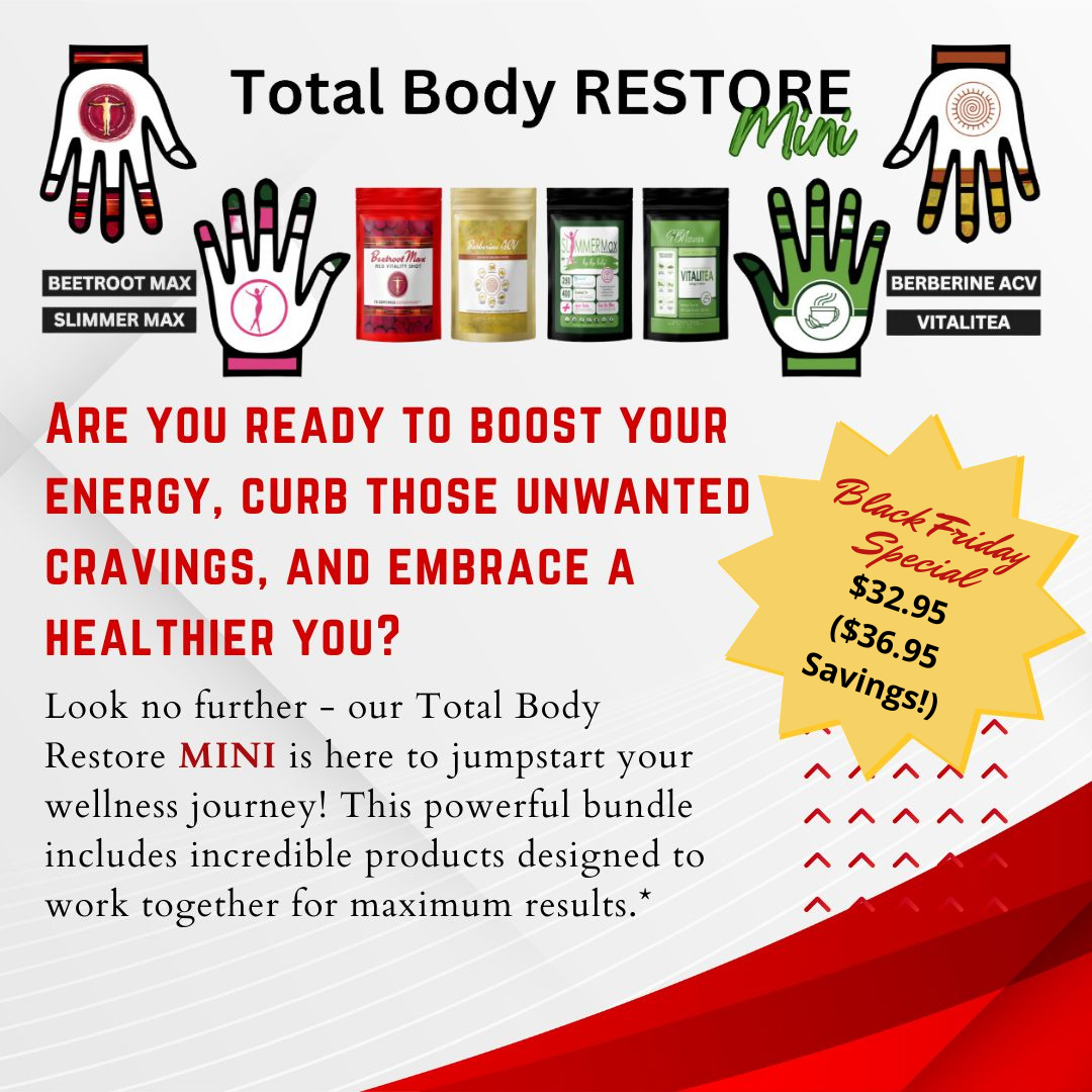 Total Body Restore Mini Kit - Heart Health, Detox, Energy, Reducing Cravings & Weight Loss - Includes Two FREE Products (2 Sizes)