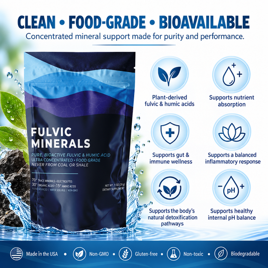 Fulvic Acid Mineral Liquid & Powder - Chelates Heavy Metals, 70+ Minerals & Electrolytes