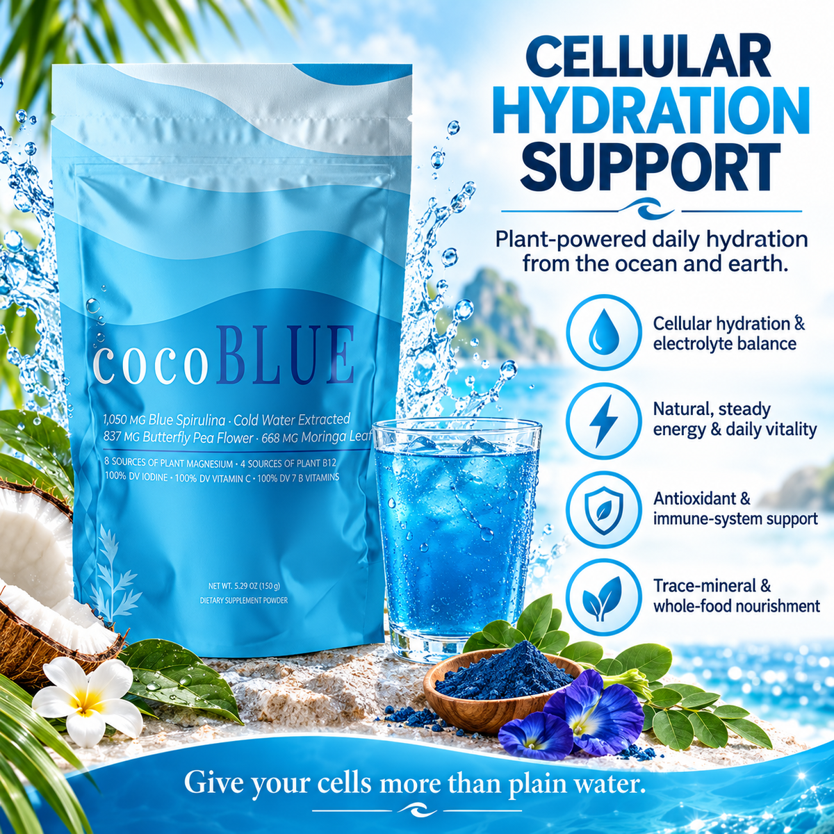 cocoBLUE Anti-Fatigue Cell Fuel & Electrolyte Powder - Add Stur for Flavoring
