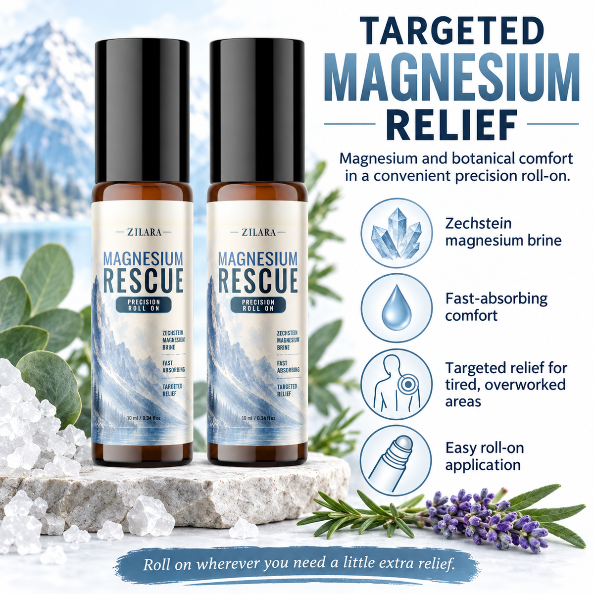 Topical Magnesium Oils - 75,000 mg per 4 oz Bottle