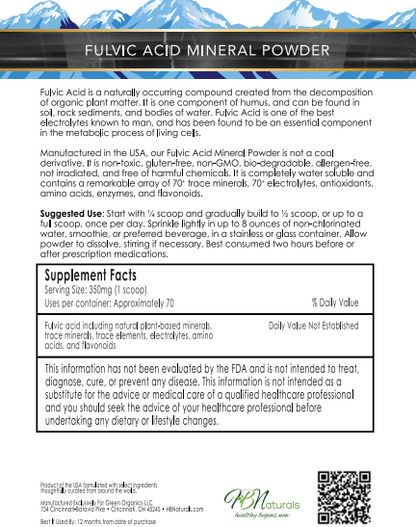 Fulvic Acid Mineral Liquid & Powder - Chelates Heavy Metals, 70+ Minerals & Electrolytes (Lasts 3-4 Months)
