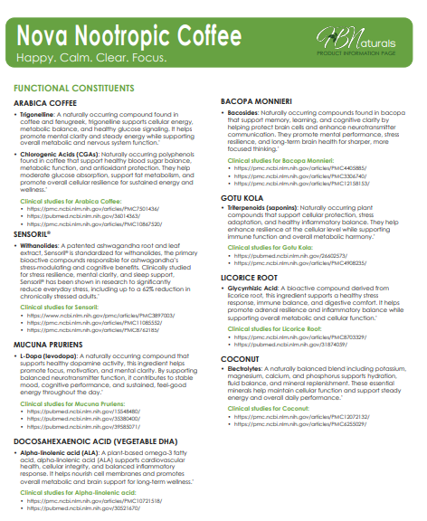 Nova Organic Smart Coffee for Cognitive Function, Memory, Focus, and Motivation