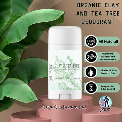 Clay & Tea Tree Deodorant Bundle | Organic & Vegan | Aluminum, Paraben, Phthalate Free | Detoxes Lymph Nodes