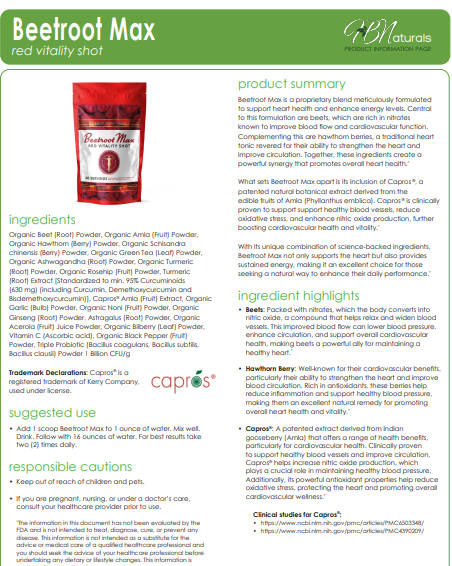 Beetroot Max Cardiovascular Support - 60 Servings