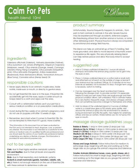 Calm For Pets Essential Oil