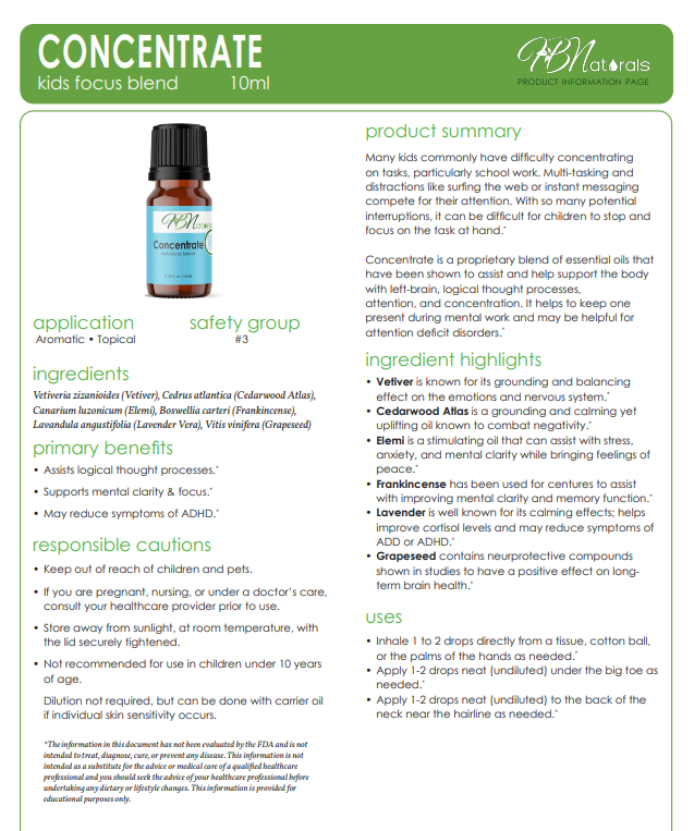 Concentrate Kids Focus Blend Essential Oil