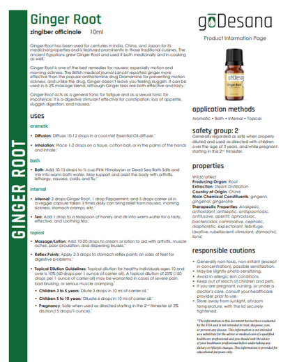Ginger Root Essential Oil - Great for Nausea and Morning Sickness