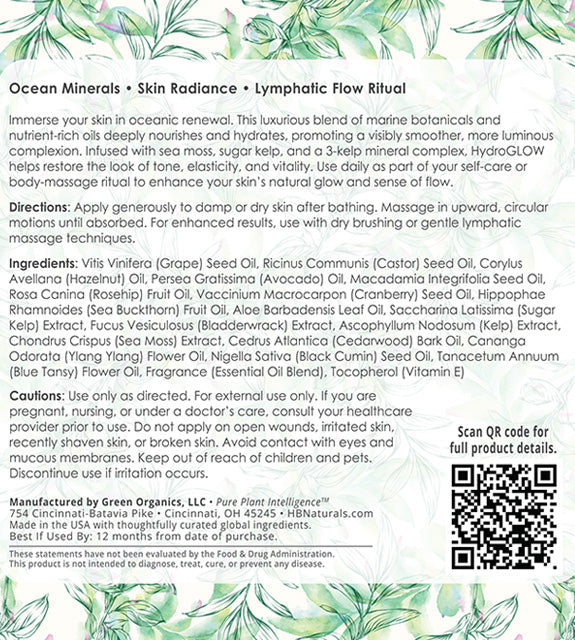 HydroGlow Luxury Mineral Body Oil - Contains 92 Essential Minerals + 10 Essential Vitamins