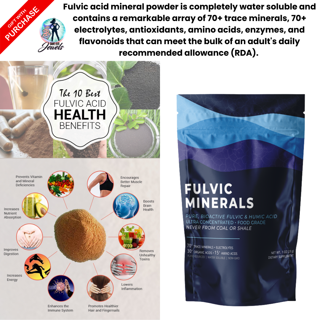 Fulvic Acid Mineral Powder - Chelates Heavy Metals, 70+ Minerals & Electrolytes (Lasts 3-4 Months)