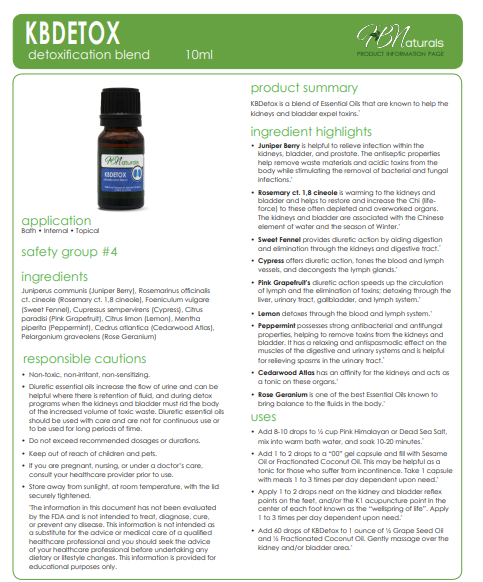 Kidneys and Bladder Detoxification Essential Oil Blend