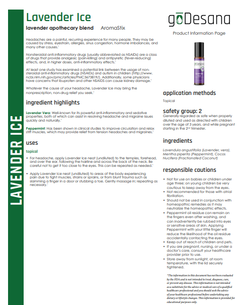 Lavender Ice Soothing Essential Oil Blend for Migraines and Headaches