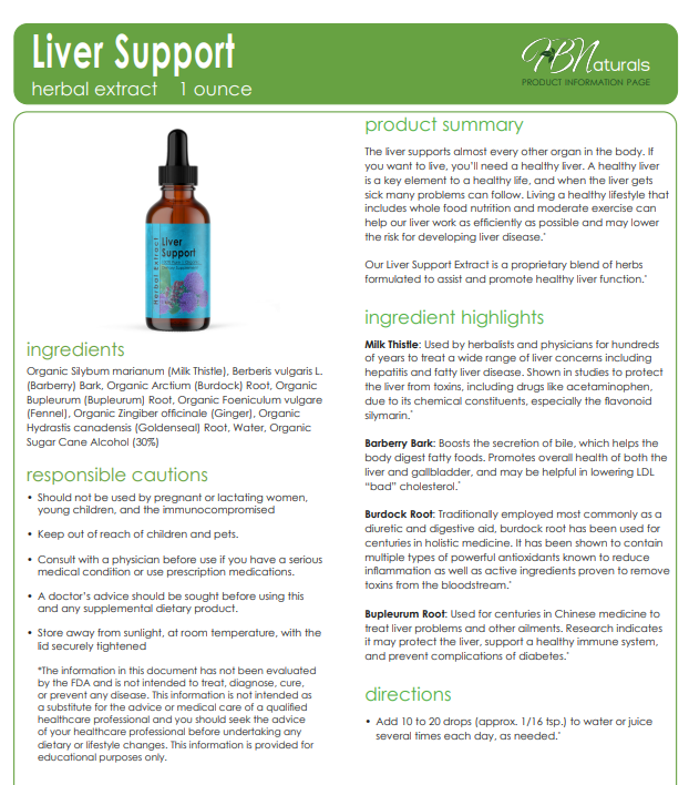 Liver Support - Assists and Supports Healthy Liver Function