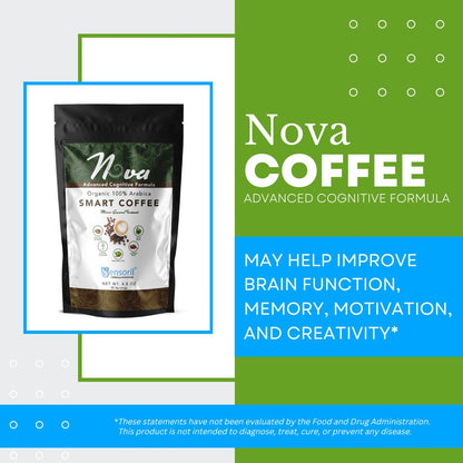 Nova Organic Smart Coffee for Cognitive Function, Memory, Focus, and Motivation