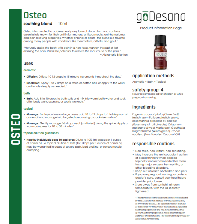 Osteo Soothing Essential Oil Blend - For Rheumatism, Arthritis, Gout (Anti-Hematoma)