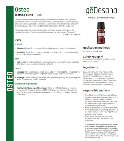 Osteo Soothing Essential Oil Blend - For Rheumatism, Arthritis, Gout (Anti-Hematoma)