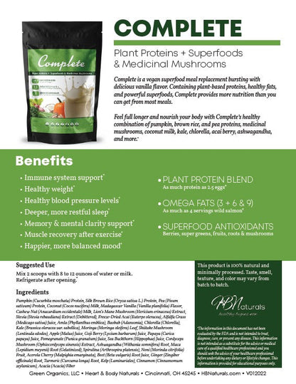 Complete Vegan Superfood Meal Replacement - Vanilla Flavor